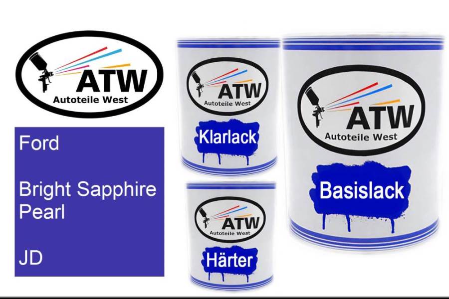 Ford, Bright Sapphire Pearl, JD: 1L Lackdose + 1L Klarlack + 500ml Härter - Set, von ATW Autoteile West.